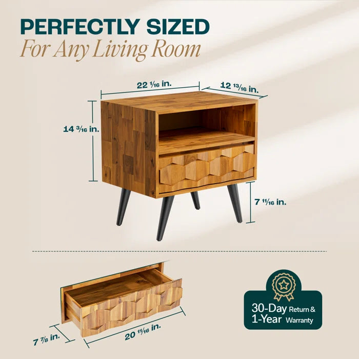 Georgina 1 - Drawer Solid Wood Nightstand