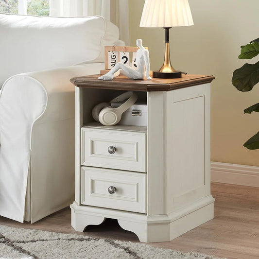 Loiret 2 - Drawers Modern Wood Nightstand with Charging Station